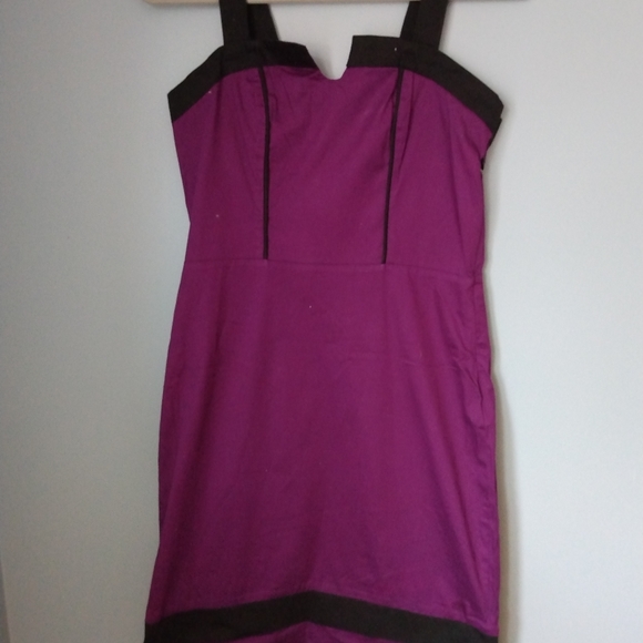 Purple and Black Dress Sleeveless Wide Straps with Removable Belt - Picture 6 of 7